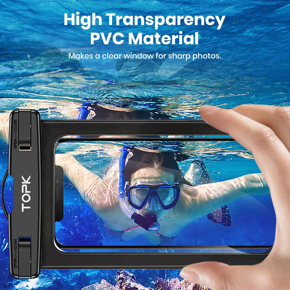 Waterproof Phone Pouch Case[2 Pack]Ipx8 Waterproof Phone Case for Swimming Dry Bag with Clip Strap for Iphone 15 up to 7”
