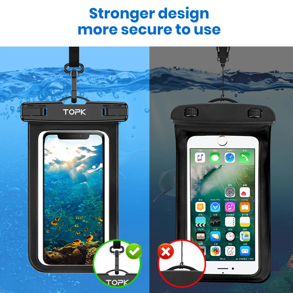 Waterproof Phone Pouch Case[2 Pack]Ipx8 Waterproof Phone Case for Swimming Dry Bag with Clip Strap for Iphone 15 up to 7”