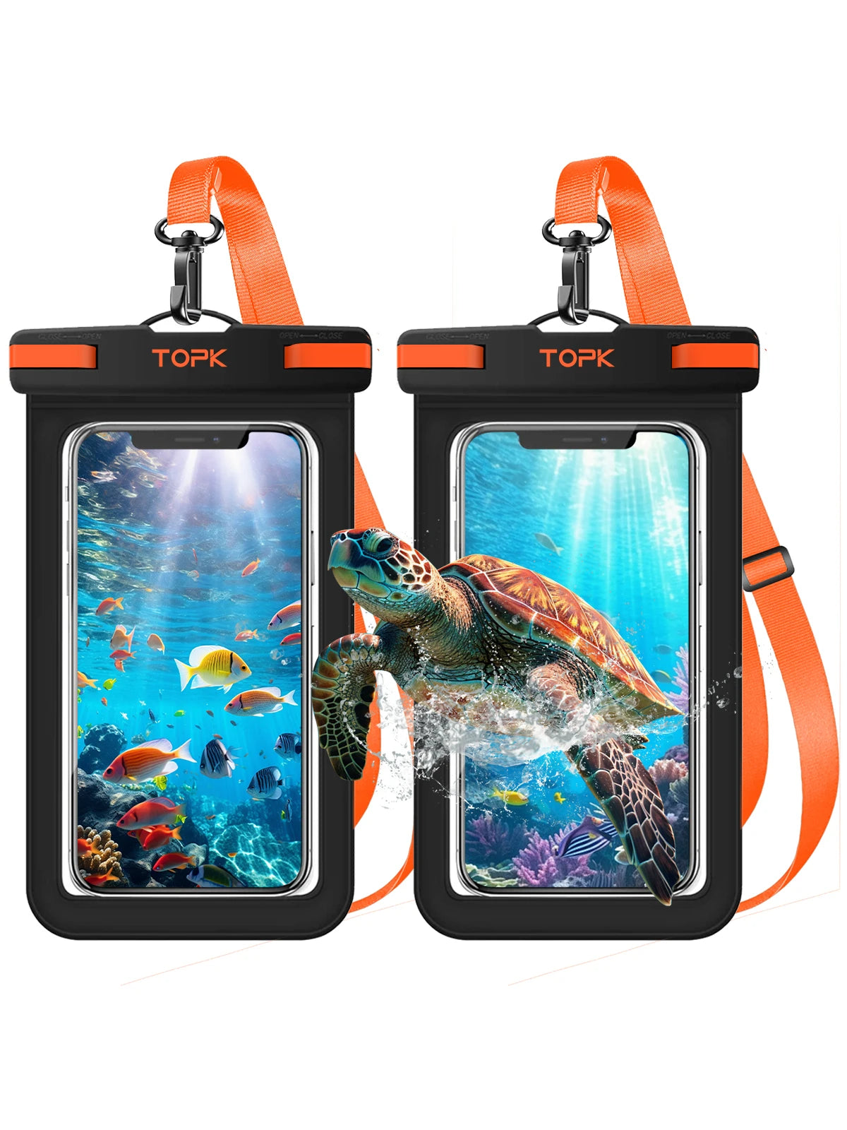 Waterproof Phone Pouch Case[2 Pack]Ipx8 Waterproof Phone Case for Swimming Dry Bag with Clip Strap for Iphone 15 up to 7”